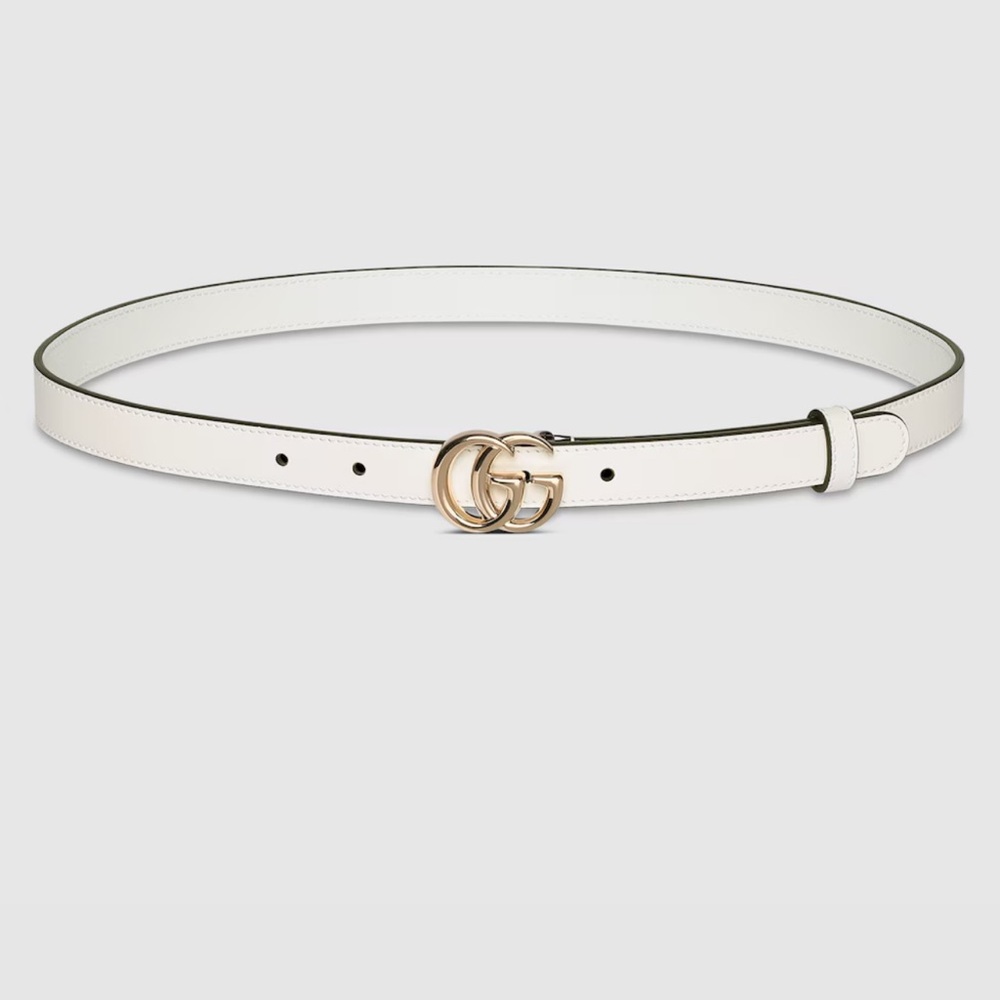 Gucci Gold Buckle White Leather Belt
